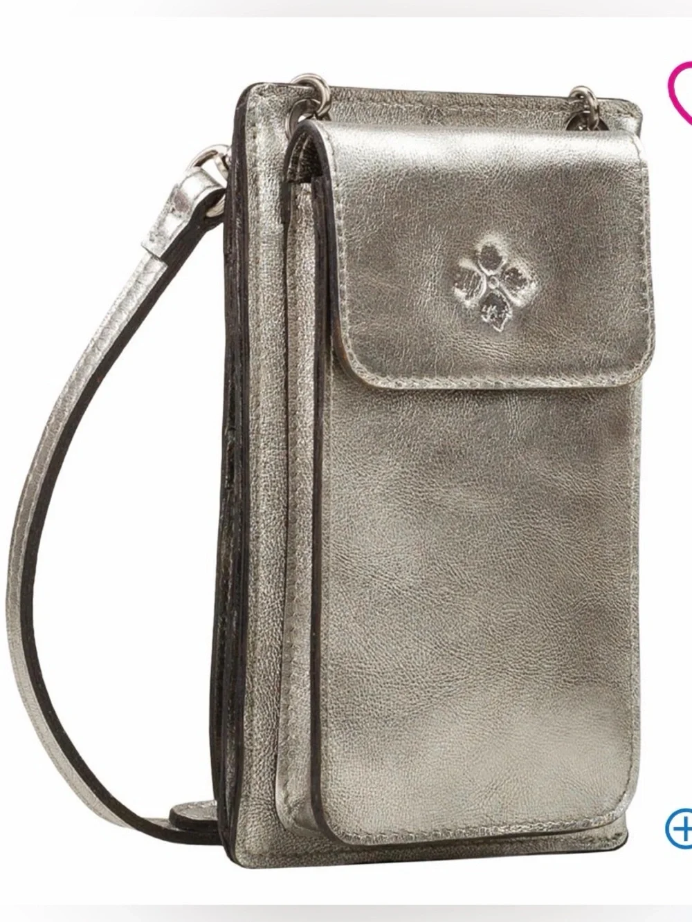 Nwt Patricia Nash metallic silver Chiavella Phone wallet Crossbody bag